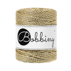 Bobbiny Metallic Gold  corda di macrame 50m 3mm 3ply - attorcigliata corda di macrame