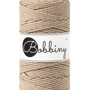 Bobbiny Sand  corda di macrame 100m 3mm 3ply - attorcigliata corda di macrame