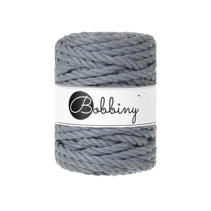 Bobbiny 9mm Steel Macrame Rope: 3-Ply Recycled Cotton, 32 Yards