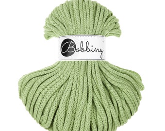 Bobbiny Matcha Cotton Cord 5mm, 54 yards (50 meters) - Braided cotton cord, certified recycled cotton cord