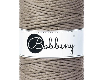 Bobbiny Coffee Premium Macrame cord 5mm, 108 yards (100 meters) - Single twist macrame cord, certified recycled macrame cord