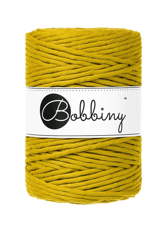 Bobbiny Spicy Yellow Premium Macrame Cord 5mm, 108 Yards 100 Meters Single  Twist Macrame Cord, Certified Recycled Macrame Cord 