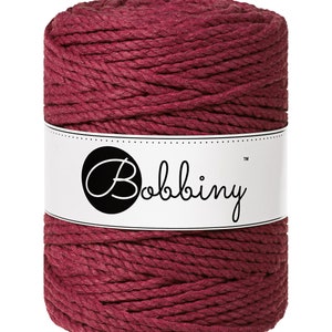 Bobbiny Wine Red corda di macrame 100m 3mm 3ply - attorcigliata corda di macrame