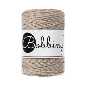 Bobbiny Beige corda di macrame 100m 1,5mm 3ply - attorcigliata corda di macrame
