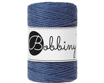 Bobbiny Jeans 1.5mm Baby Macrame cord, 108 yards (100 meters) - Single twist macrame cord, certified recycled macrame cord