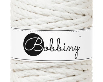Bobbiny Off White 3ply Macrame Rope 9mm, 32 yards (30 meters) - 3-strand macrame rope, certified recycled macrame rope
