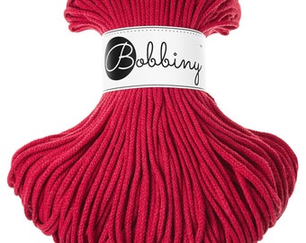 Bobbiny Classic Red Flechtkordel 3mm, 108 Yards (100 Meter) - Baumwolle Flechtkordel, zertifizierte recycelte Flechtkordel