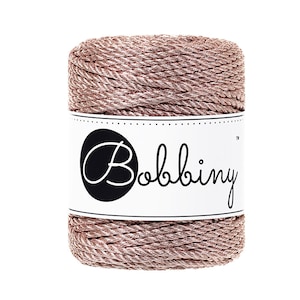 Bobbiny Metallic Rose Gold Twist  corda di macrame 50m 3mm 3ply - attorcigliata corda di macrame