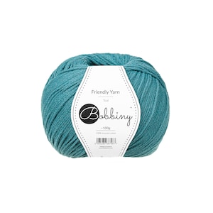 Bobbiny Teal Friendly Yarn 100g - Braided cotton yarn, certified recycled cotton