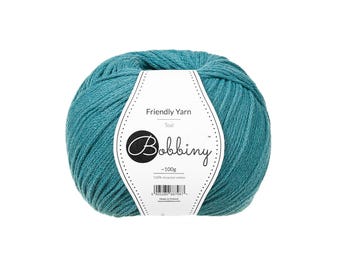 Bobbiny Teal Recycled Cotton Yarn: Braided Vegan-Friendly Cord