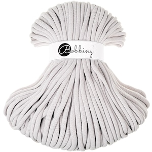 Moonlight Bobbiny Jumbo Cotton Cord 9mm, 108 yards (100 meters) - Braided cotton cord, certified recycled cotton cord