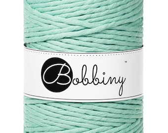 Bobbiny Jelly Mint Premium Macrame cord 5mm, 108 yards (100 meters) - Single twist macrame cord, certified recycled macrame cord