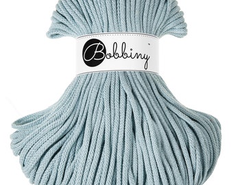 Bobbiny Misty Cotton Cord 5mm, 108 yards (100 meters) - Braided cotton cord, certified recycled cotton cord