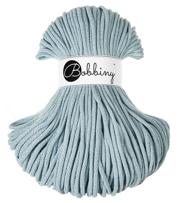 Bobbiny Misty Cotton Cord 5mm, 108 yards (100 meters) - Braided cotton cord, certified recycled cotton cord