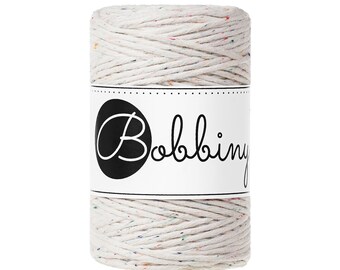 Bobbiny Rainbow Dust 1.5mm Baby Macrame cord, 108 yards (100 meters) - Single twist macrame cord, certified recycled macrame cord