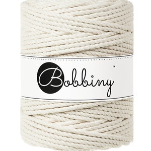 Bobbiny Natural corda di macrame 100m 3mm 3ply - attorcigliata corda di macrame