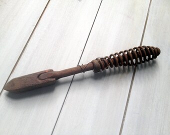 Soldering Iron, Blacksmith Tool, 12.5 inches long, Unique Wire Spring Handle, Rusty Beauty over Copper, FREE Shipping to CA and US