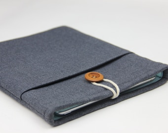 Padded Cotton Laptop Sleeve with Pocket, MacBook Case, Button Closure, Custom Size Laptop Bag