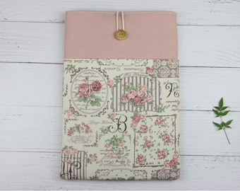 Cottagecore Aesthetic pink Laptop Sleeve |Abstract Print Cotton Linen Case | Minimalist MacBook Cover for Air 13" Pro 14" | Unique Gift Idea