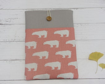 Christmas Polar Bear Laptop Sleeve | Pink Winter Animals Cotton Case for MacBook Air M2 | Festive Arctic Theme | Stocking Stuffer 2025