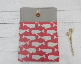 Christmas Whale Laptop Sleeve | Cute Marine Animal Print Case for MacBook Pro 13" 16" | Playful Protective Cover | Holiday Gift for Her pink