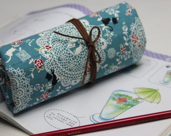 Fold Up Fabric Case - Makeup Brush Roll - Makeup Brush Organizer - Paintbrush Roll - Paintbrush Organizer - Pencil Roll - Pencil Organizer