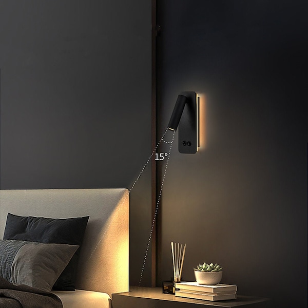 Wandleeslamp gemonteerd nachtkastje wandkandelaar verlichting | Minimalistisch licht | Hoofdbord leeslamp met schakelaar