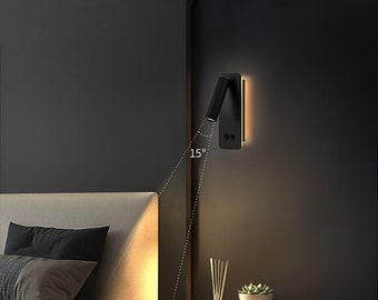 Applique murale de chevet montée sur une lampe de lecture | Lumière minimaliste | Lampe de lecture pour tête de lit avec interrupteur