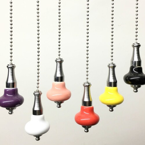 Light Pull Cord Porcelain Chrome Chain Bathroom Ceiling Fan Etsy