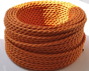 Orange 3.28′ Twisted Electric Wire - DIY Cable Antique Vintage Edison Style Color Cloth Covered Braided