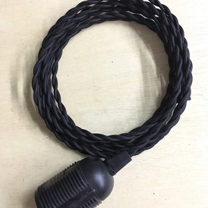 5M Braided Wire Woven Fabric Lamp Cable Cord Light Electric Flex E27 Lamp Holder black