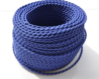 Blue 3.28′ Twisted Electric Wire - DIY Cable Antique Vintage Edison Style Color Cloth Covered Braided