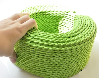 Fluorescent Green 3.28′ Twisted Electric Wire - DIY Cable Antique Vintage Edison Style Color Cloth Covered Braided