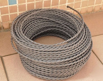 Gray 3.28′ Twisted Electric Wire - DIY Cable Antique Vintage Edison Style Color Cloth Covered Braided