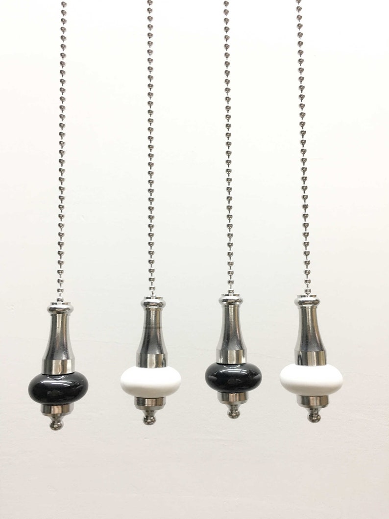 Light Pull Cord Ceramic Chrome Chain 1m Bathroom Ceiling Fan Switch Pull Cord