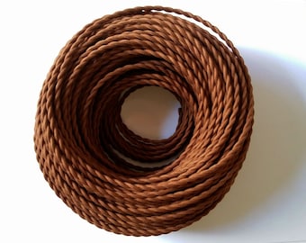 Brown 3.28′ Twisted Electric Wire - DIY Cable Antique Vintage Edison Style Color Cloth Covered Braided