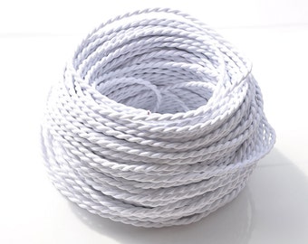 White 3.28 ' Twisted Electric Wire-DIY Cable Antique Vintage Edison Style Color Cloth Covered Braided