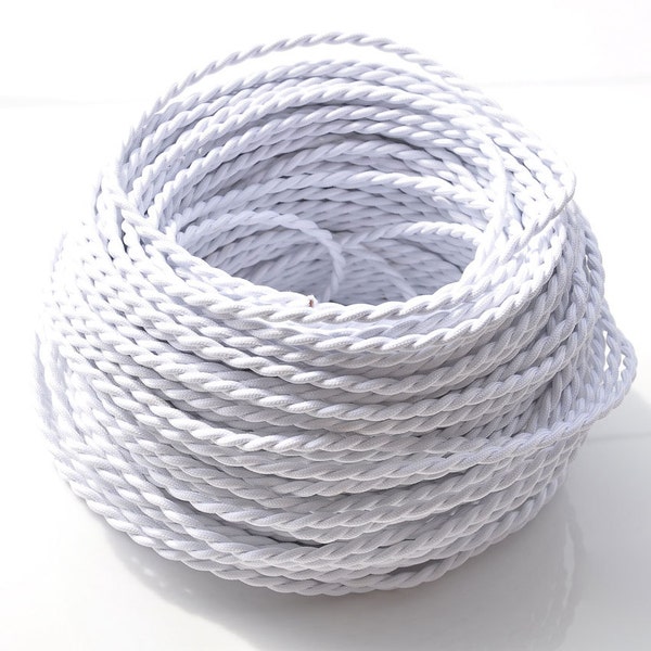 White 3.28 ' Twisted Electric Wire-DIY Cable Antique Vintage Edison Style Color Cloth Covered Braided