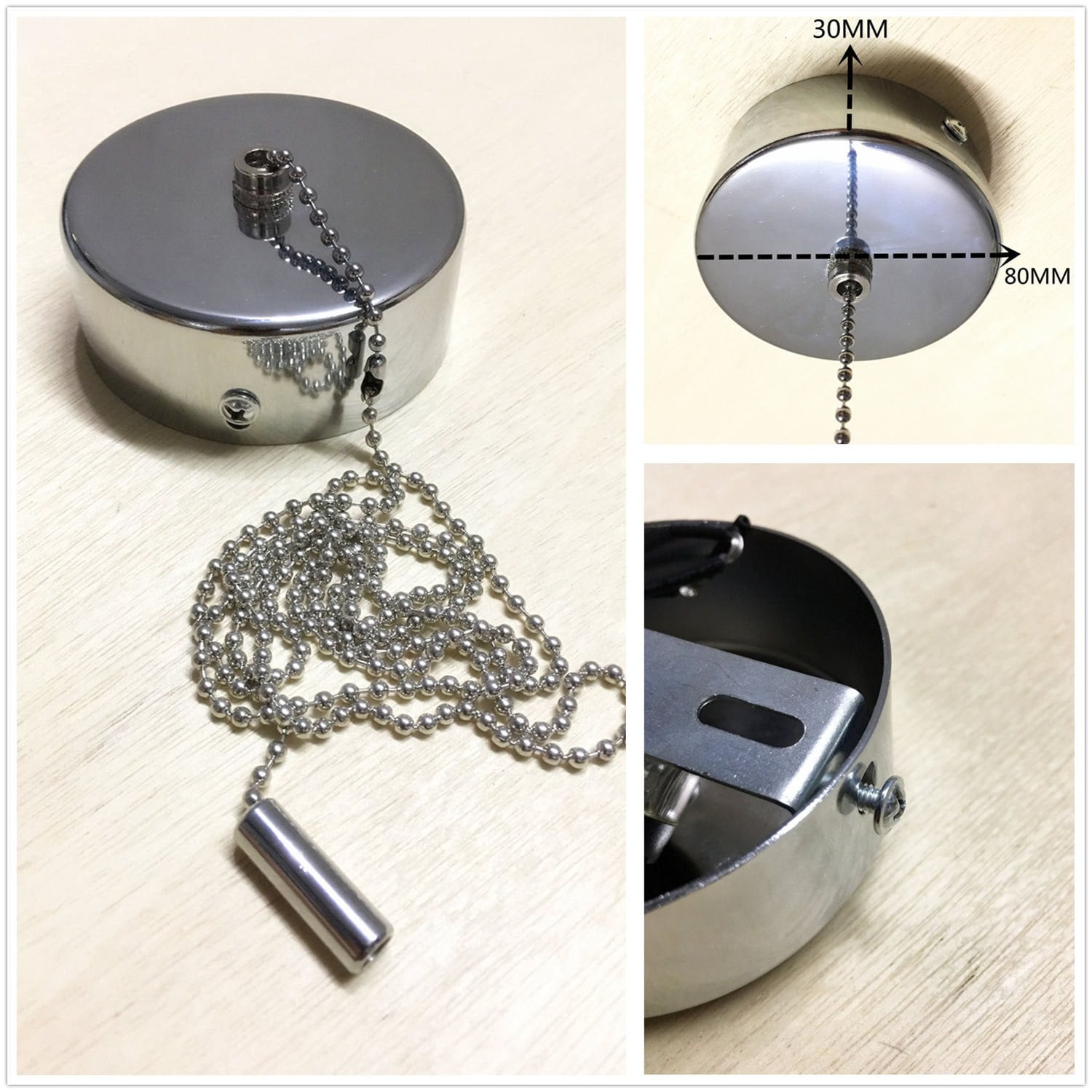 Light Pull Chain Switch Chrome Cover For Bathroom Ceiling Fan Etsy