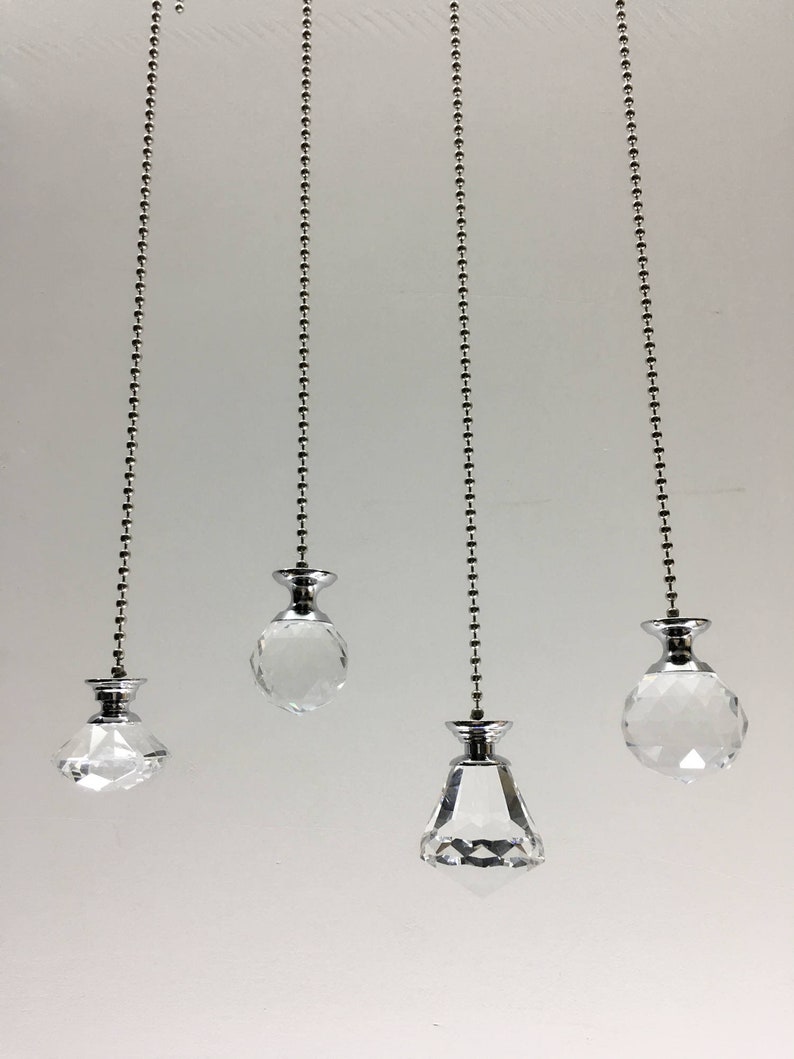 Light Pull Chain Cord Weight Clear Acrylic Crystal Cutting Choose 100cm