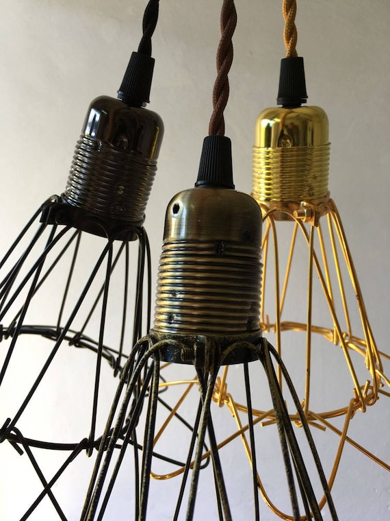 Vintage Industrie Metall Draht Käfig hängen Lampe Schatten