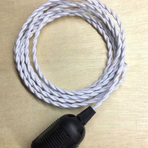 5M Braided Wire Woven Fabric Lamp Cable Cord Light Electric Flex E27 Lamp Holder white
