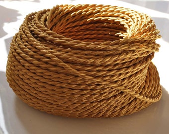 Gold 3.28′ Twisted Electric Wire - DIY Cable Antique Vintage Edison Style Color Cloth Covered Braided