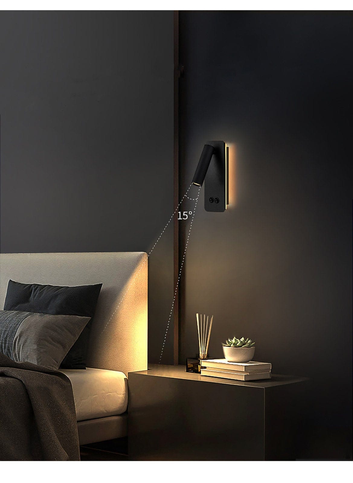 Lampada a muro LED minimalismo Luce calda 3000K metallo Dentro Faretto da  parete Girevole Lampada da lettura Moderno Camera da letto Lampade da  comodino corridoio Le scale Illuminazione da parete 10W 