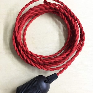5M Braided Wire Woven Fabric Lamp Cable Cord Light Electric Flex E27 Lamp Holder red