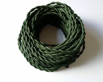 Armee grün 3,28" twisted elektroischen Draht - DIY Kabel antik Vintage Edison Stil Farbe Tuch bedeckt geflochten