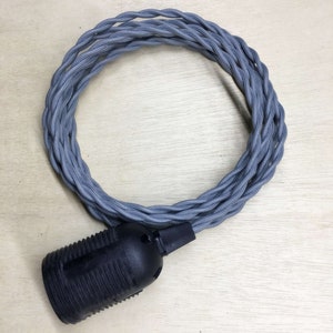 5M Braided Wire Woven Fabric Lamp Cable Cord Light Electric Flex E27 Lamp Holder gray