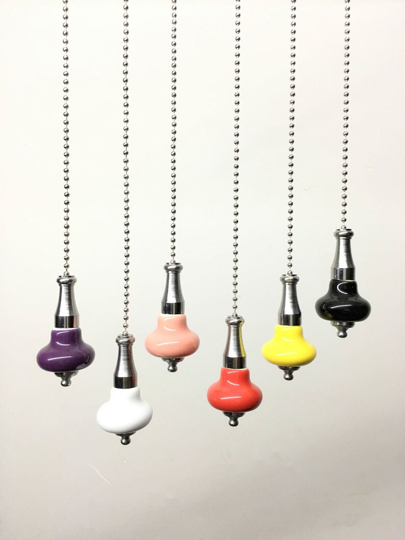 Light Pull Cord Ceramic Chrome Chain 1M Bathroom Ceiling Fan Etsy