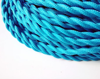 sky blue 3.28′ Twisted Electric Wire - DIY Cable Antique Vintage Edison Style Color Cloth Covered Braided