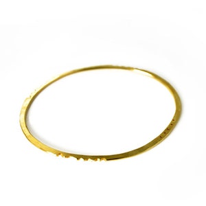 Flat Hammered Oval Bangle handcarved Coded Bangles | Oval Bangles w/ drilled holes and wavy ancient relic details | Stacking Bangles
